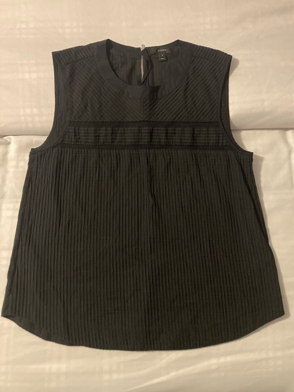 J. Crew Black Sleeveless Pleated Shell Top